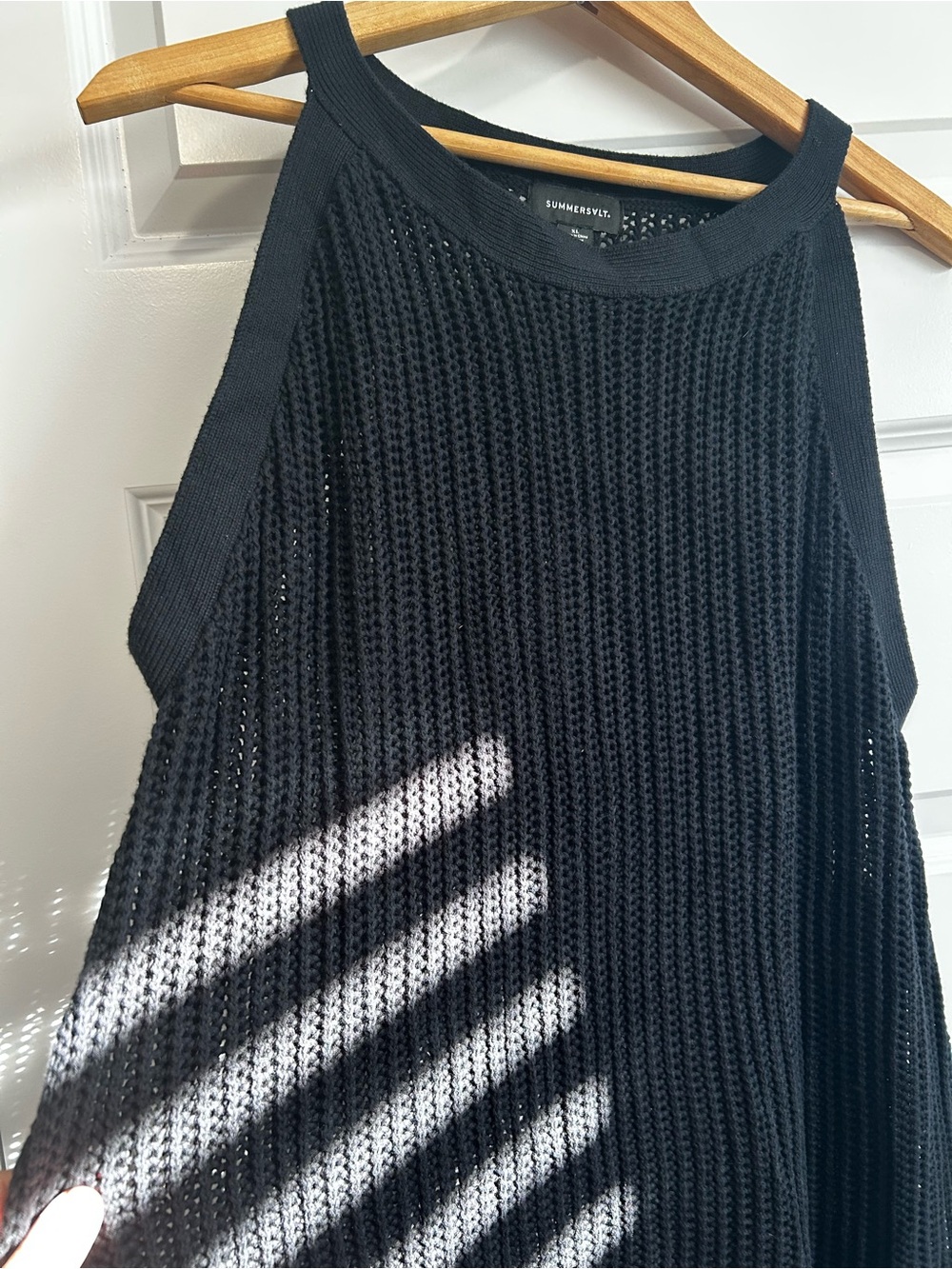 summersalt Open Knit Black Sleeveless Mini Dress Swim Cover 100% Cotton - Picture 3 of 5